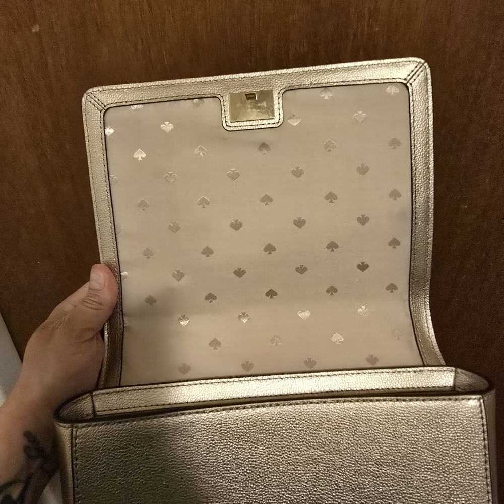 Kate Spade Medium Maisie Patterson Drive Embellished Gold Crossbody Bag - Picture 8 of 12